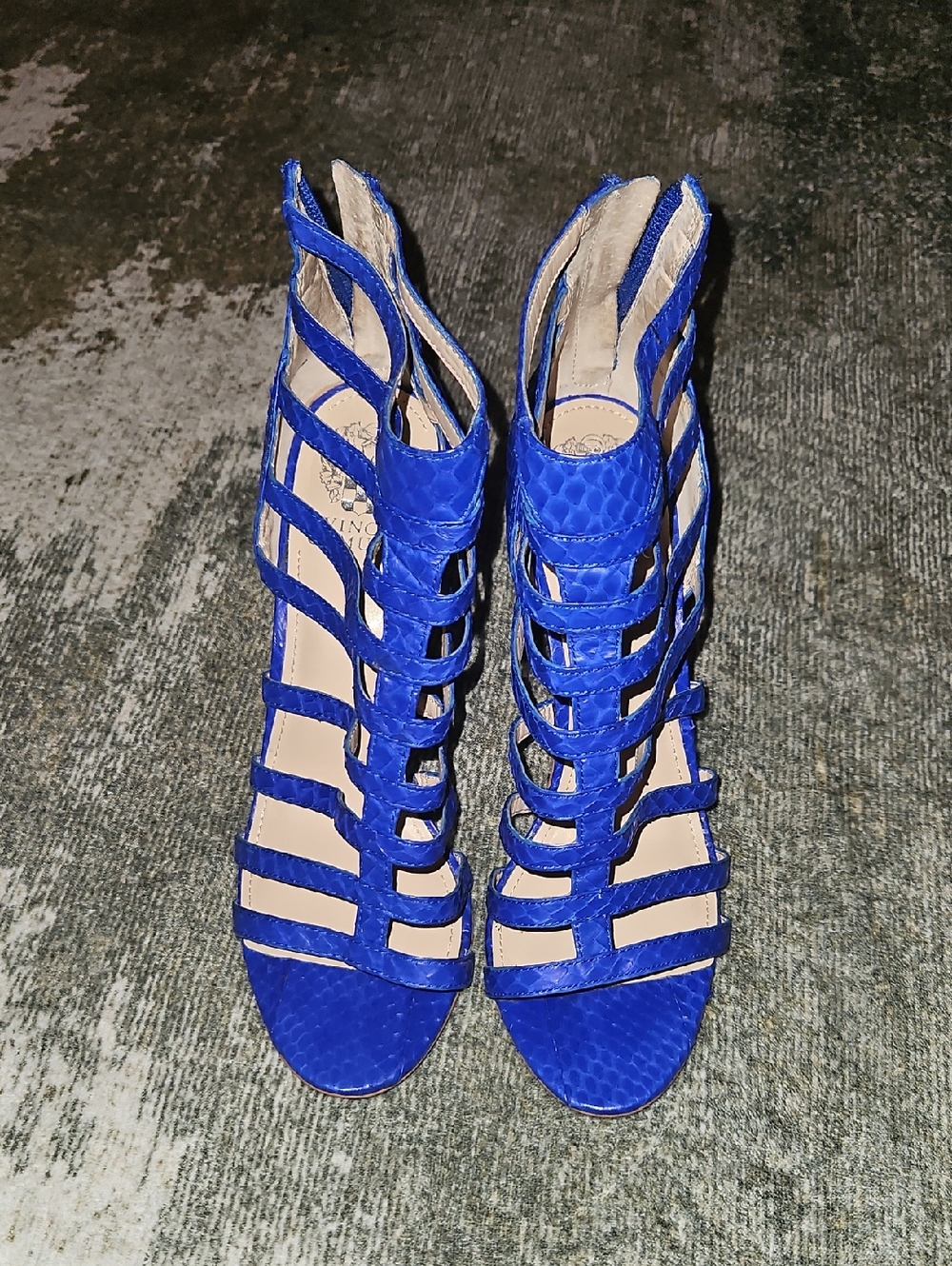 Vince Camuto Caged Strappy High Heel Sandals in Royal Blue